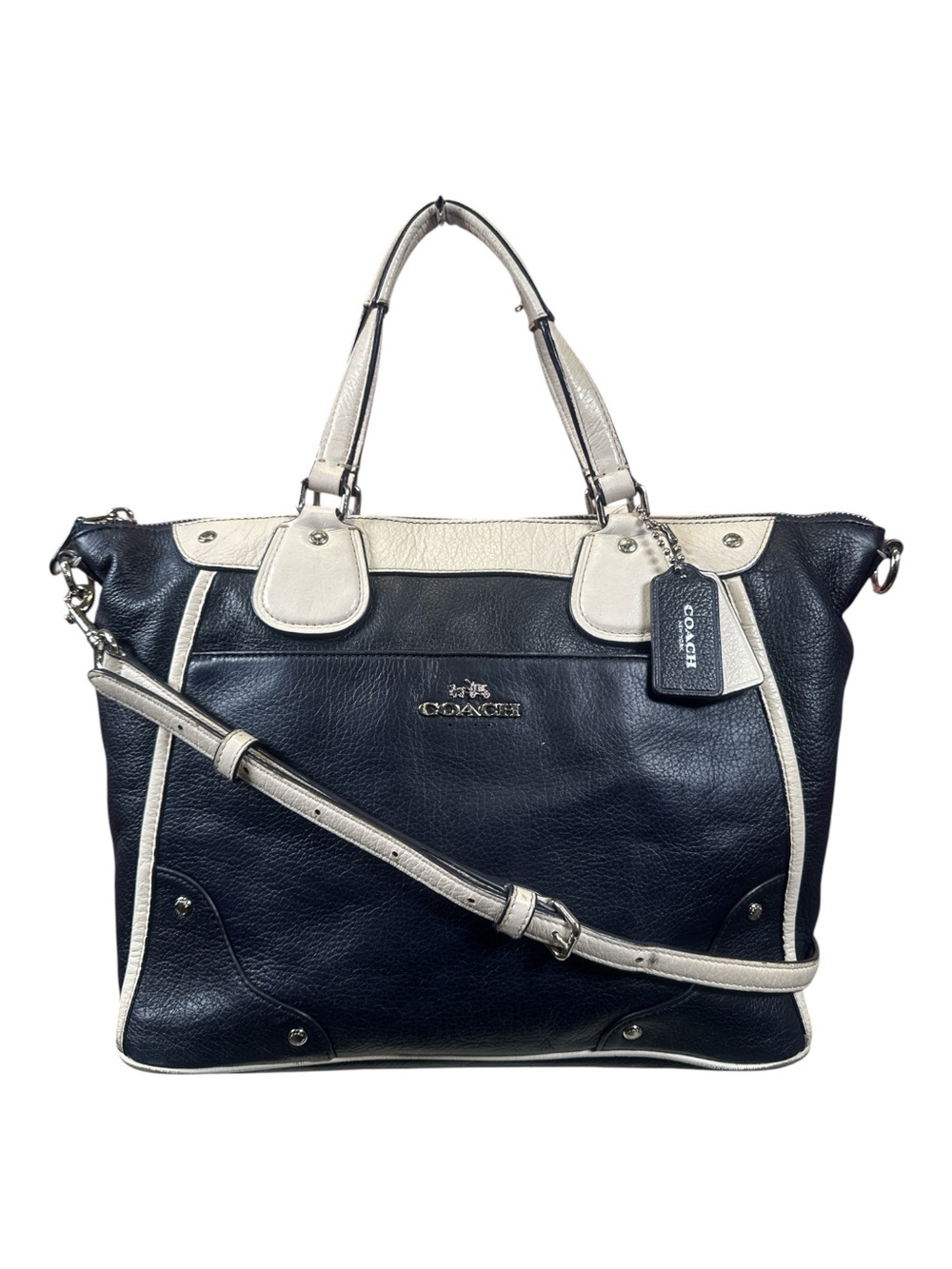 Coach Mickie Spectator Satchel Chalk and Navy Blue